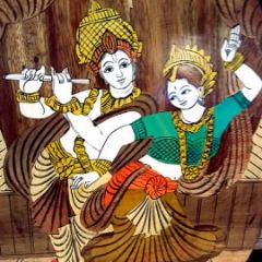 Dancing Radha Krishna Curved Painting