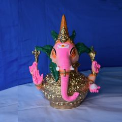 Lord Ganesha on kalasam/kumbham - colored clay doll