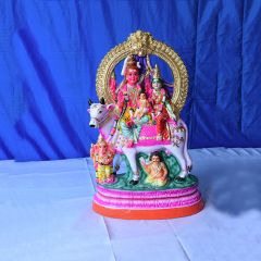 Divine Shiv Parivar on Rishaba Vahana - clay golu doll