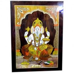 Ganesha Rosewood Curved Painting