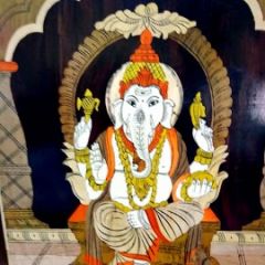 Lord Ganesha Rosewood Curved Painting