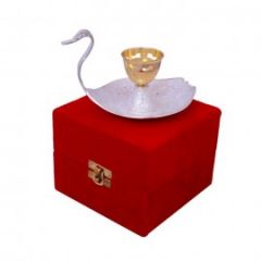 Silver And Gold Plated Brass Swan Shaped  Candle Stand
