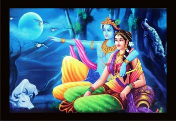 Radha Krishna with Moon