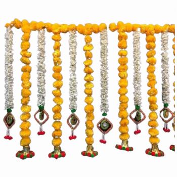 Artificial Marigold Flowers and Hanging Bells Garlands