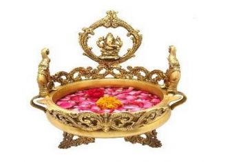 Brass Urli With Decorative Design & Lord Ganesh