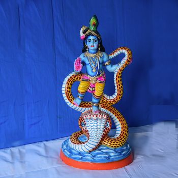 Kalinga Narthana Krishna - colored clay doll - Small