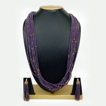 Rajasthani classic 10-layer Violet Semi Precious Gemstone Necklace Set