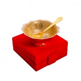 Silver And Gold Plated Brass New Shaped Peacock Carving Bowl