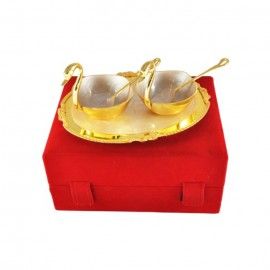 Silver Gold Plated Brass Duck Shaped Bowl Set 5 Pcs